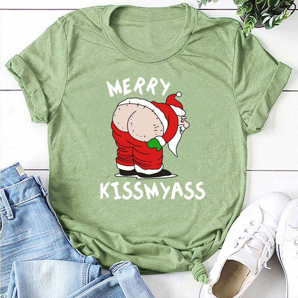 Funny Santa Kiss My A** Shirt Unisex