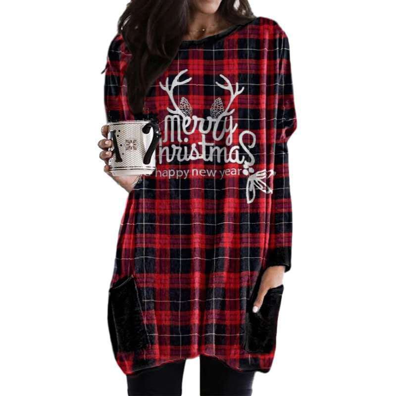 Autumn Christmas Print Long Sleeve Cozy Pyjama Shirt